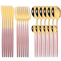 Imagem da promoção Conjunto De Talheres De Aço Luxo Inoxidável Faqueiros 24 Peças Cor Dourado / Preto / Rosa