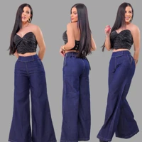 Imagem da promoção Calça Flare Feminina Widi Leg Jeans Escuro | Modelagem Confortável com Zíper Lateral e Cós Ajustável