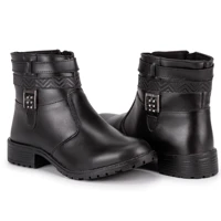 Imagem da promoção Bota Botinha Feminina Casual Cano Curto Sem Salto Moda Blogueira Inverno com Fivela Fechamento em zí