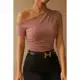 Blusa Feminina Ombro a Ombro em Suplex Feminina Simples Casual Assimétrico em oferta