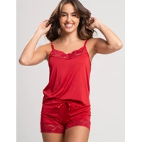 Imagem da promoção Mit Lingerie Pijama Feminino 3 Peças Short Doll Camisete Calcinha Fio Duplo