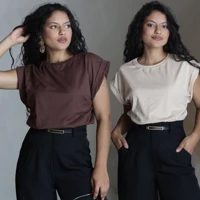 Imagem da promoção Kit 2 Regatas Femininas Muscle Tee T-Shirt 100% Algodão Básica