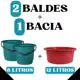 Kit 2 Baldes 8 Litros com Alça + Bacia 12L – Plástico Resistente / Cores Sortidas em oferta