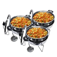 Imagem da promoção Kit Com 3 Panelas De Banho Maria Réchauds de Alumínio Para