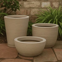Imagem da promoção Kit 3 Vasos Bojo Diamante 3D Escovados com Prato Coletor