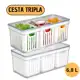 Kit 2 Organizador de Geladeira 6,8 Litros Com 3 Cesto Tampa Multiuso Alimentos Verduras e Vegetais em oferta