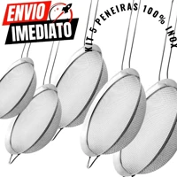 Imagem da promoção Kit 05 Peneira 10CM 100% Inox Sucos Farinhas Tapioca Bebidas