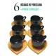 Kit Jogo de Xícaras De Porcelana Café Expresso Com Pires Em Madeira Pinus em oferta