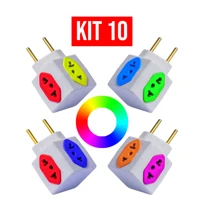 Imagem da promoção Kit 10 Adaptador de Tomada Benjamin Cubo Colorido 4 Entradas 10A 20A