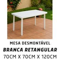 Imagem da promoção Mesa Retangular Grande Média Resistente Área Lazer Desmontável Resistente