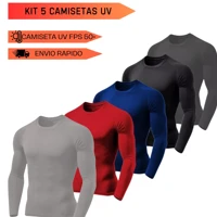 Imagem da promoção Kit 5 Camiseta UV Proteção Solar Uv50 Segunda Pele Praia Verão Lançamento Cores Sortidas