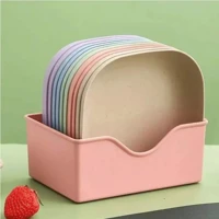 Imagem da promoção Kit 10 Pratos Plástico Colorido Sobremesa Quadrado Reutilizavel Fundo Com Suporte organizador