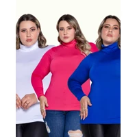 Imagem da promoção Cacharrel Feminina Plus Size Lisa Gola Alta Frio G1 G2 G3 Blusa Suplex