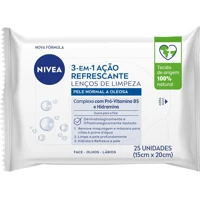 Imagem da promoção Lenço de Limpeza Facial Demaquilante Ação Refrescante 3 em 1 25 un. NIVEA