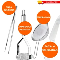 Imagem da promoção Kit 04 Premium Amassador de Batata Pinça Culinária Peneira Fac