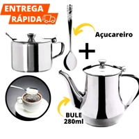 Imagem da promoção Kit Café Da Manhã Com 1 Bule Inox 280 ml + 1 Açucareiro Com 1 Colher