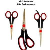 Imagem da promoção Kit 3 Tesouras Em Aço Inox Corte Costura Artesanato Domestico e profissional 5" 7" 7,5"