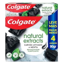 Imagem da oferta Colgate Natural Extracts Carvão Ativado Creme Dental, 90g, 4 Unid