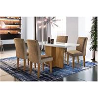 Imagem da promoção Sala de jantar Olimpia 1200 TP. MDF/LAQ. C/4 cad. Grecia Imbuia/off white  - Rufato