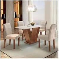 Conjunto Sala de Jantar Mesa Tampo MDF 4 Cadeiras em oferta na Magazine Luiza