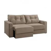 Sofá 3 Lugares Retrátil Lubeck Suede Bege 180 cm em oferta na Magazine Luiza