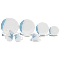 Imagem da promoção Aparelho de Jantar 20 Peças Porcelarte Cerâmica - Redondo Branco e Azul 