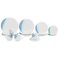 Aparelho de Jantar 20 Peças Porcelarte Cerâmica - Redondo Branco e Azul em oferta na Magazine Luiza