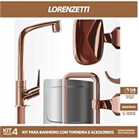 Imagem da promoção Kit 4 peças torneira com acessórios Rose Gold 2004 F71 Lorenzetti