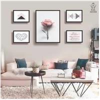 Imagem da promoção Conjunto kit 5 quadros decorativos feminino floral geometrico