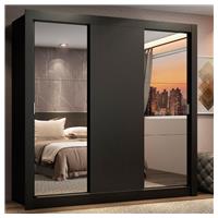 Imagem da promoção Guarda-Roupa Casal Madesa Lyon 3 Portas de Correr com Espelhos 2 Gavetas Preto
