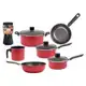 Jogo de Panelas Brinox Antiaderente de Alumínio - Vermelho 6 Peças + Faqueiro Garlic 7004/400 em oferta