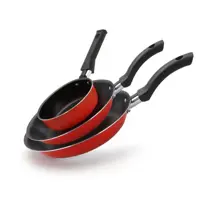 Kit frigideiras francesas 18 e 24 e frigideira Ovo 14 Antiaderente - Vermelho - Alumínio Nacional em oferta na Magazine Luiza