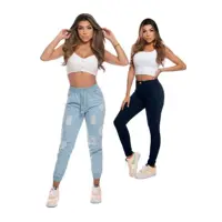 Kit 2 Calcas Jeans Feminina Blogueira Jogger Cos Alto Lindas Country Versão Skinny Barra Justa - MEI em oferta na Magazine Luiza
