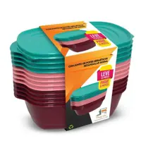 Conjunto de Potes Herméticos Retangular 1600ml Leve 12 Pague 6 - Plug Lar em oferta na Magazine Luiza