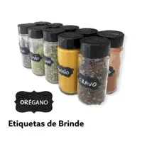 Kit 10 Potes Temperos de Vidro + Etiquetas Lousa - E-Variedades em oferta na Magazine Luiza