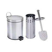 Kit 1 Lixeira aço inox 5 Litros e 1 escova sanitária Travel Max em oferta na Magazine Luiza