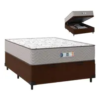 Cama Box Casal Baú Colchão Espuma D33 Semi Ortopédico Extra Firme Max Marrom 138x188x68cm Marrom em oferta na Casas Bahia