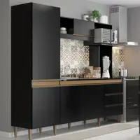 Armário de Cozinha Vitória 05 Portas 03 Gv 215x203x52 Cm Preto TX MDP 15mm 0318 - MENU - Menu Móveis em oferta na Magazine Luiza