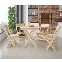 Imagem da promoção Conjunto Mesa Dobrável 4 Cadeiras Espresso Móveis Madeira Maciça
