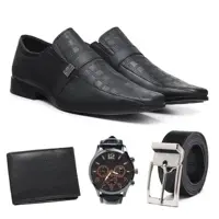 Kit 1 Sapato Social Masculino + Cinto + Carteira + Relógio - DAN SHOES em oferta na Magazine Luiza