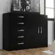Cômoda 2 Portas 5 Gavetas Black Evidência Móveis Preto em oferta
