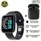 Kit Relogio Smartwatch Inteligente Y68 D20 + Fone inPods 12 Bluetooth - Preto - FitPro em oferta
