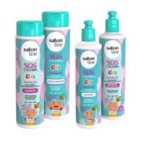 Imagem da promoção Kit Shampoo + Condicionador e finalizadores SOS Cachos Kids Definição Salon Line - S.O.S Cachos