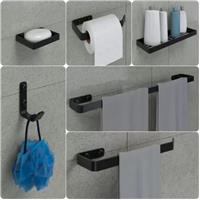 Imagem da promoção Kit Acessórios Para Banheiro Preto Fosco 6 Peças - MetalCromo