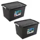 Kit 2 Caixas Organizadoras 56 Litros C/ Tampa e Trava Preta 25793PM Arqplast em oferta
