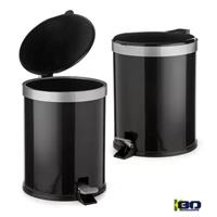 Imagem da promoção Kit 2 Lixeira Cesto Lixo 5L Preta Pedal Banheiro Cozinha Escritorio - VIEL