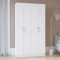 Guarda-roupa Solteiro 4 Portas Lyon 8 Prateleiras 40468 Branco - Pnr Móveis em oferta na Casas Bahia