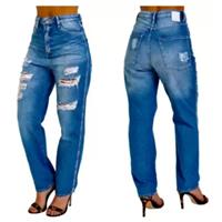 Imagem da promoção Calça Mom Jeans Feminina Cintura Alta Larga Super Elegante - Wild Concept