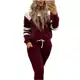 Conjunto Moletom Feminino Inverno Frio Malha Crepe com Capuz Blusa + Calça Preto Azul e Marsala --- em oferta