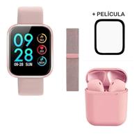 Imagem da promoção Relógio Smartwatch P70 2 pulseiras + Pelicula + Fone Sem Fio Pink